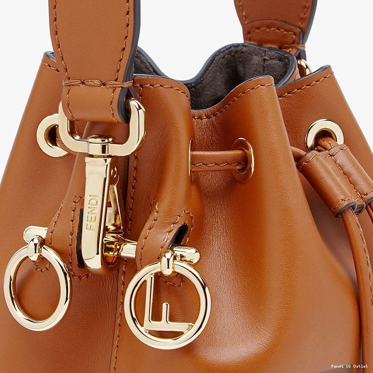 Affordable HOT Calf Bag Mon Brown Tresor Bucket In ROMA Fendi Mini Logo Leather 0730